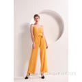 China Women Yellow Color Wide Leg Cami Jumpsuit Manufactory